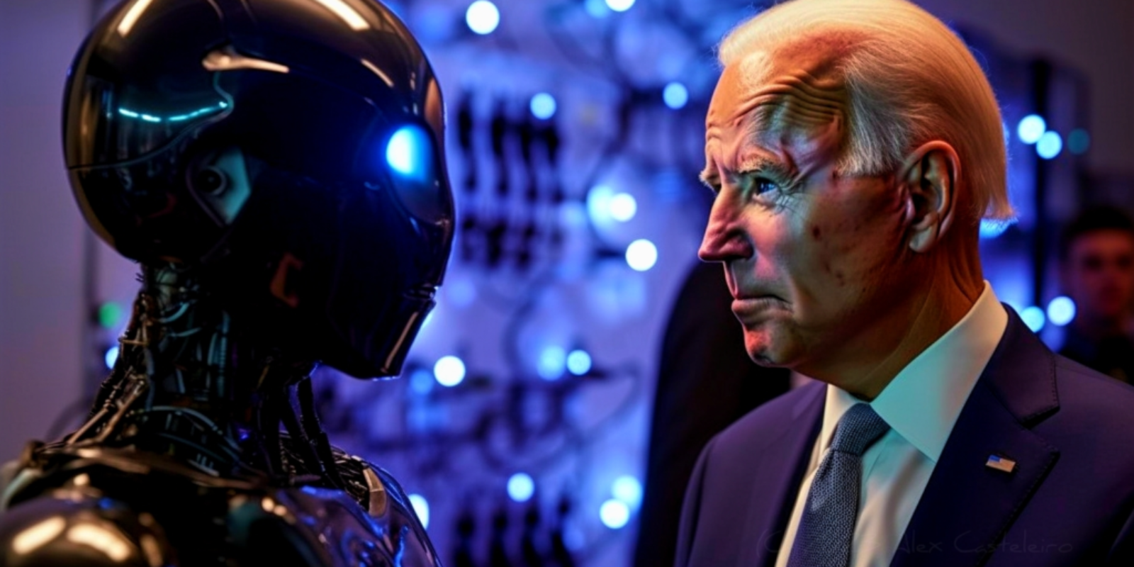 Imagine President Joe Biden meeting with Artificial Intelligence