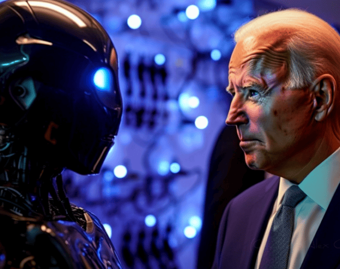 Imagine President Joe Biden meeting with Artificial Intelligence