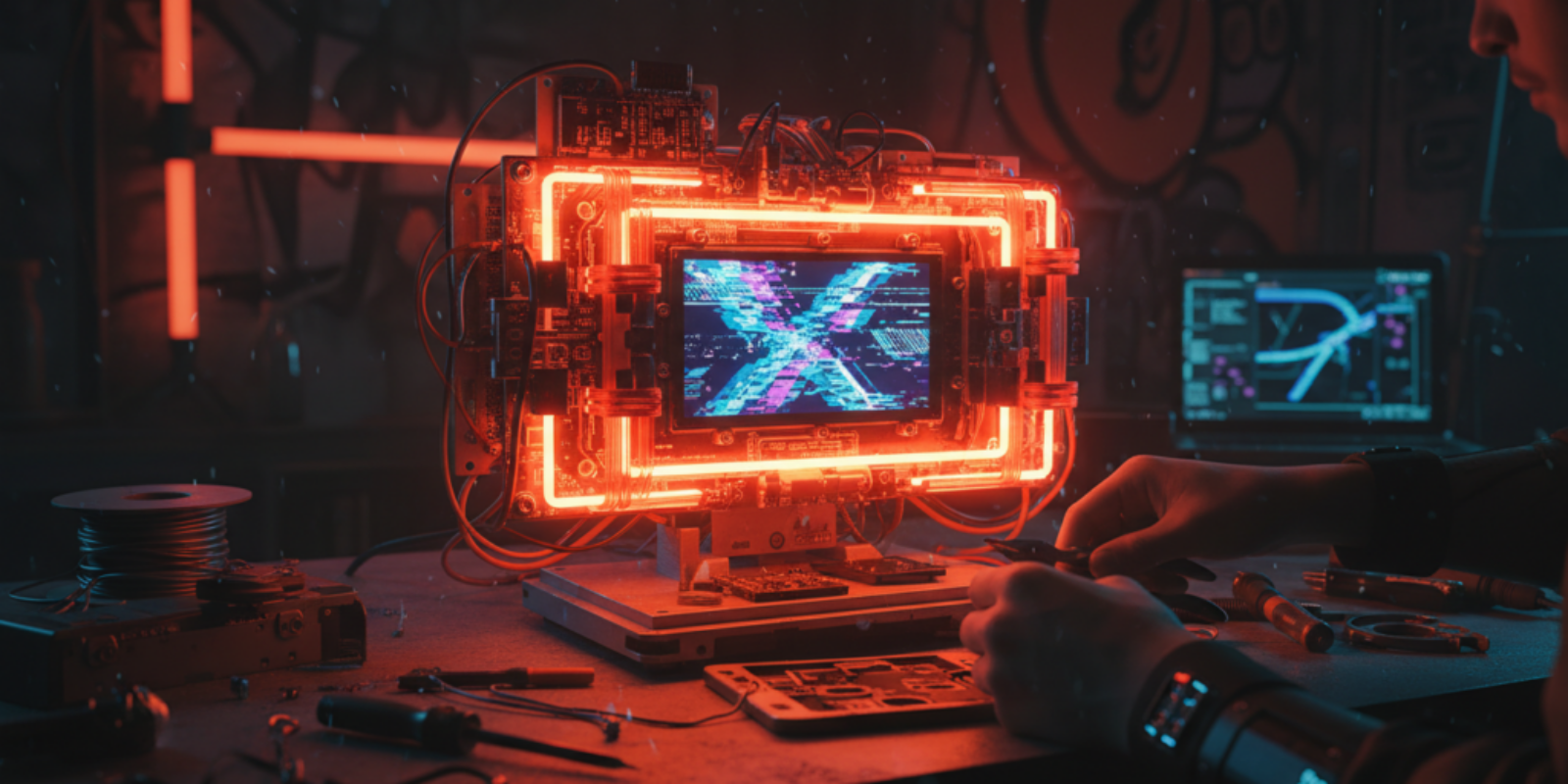 DIY Cyberpunk Glitch Lamp with OLED Screen — Open-Source Build & Tutorial