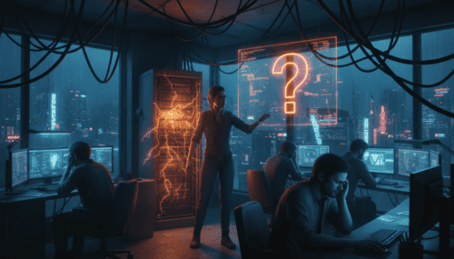 Woman analyzing AI ethics and limits in a high-tech gaming studio.