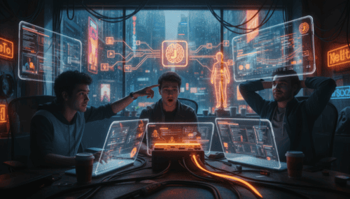 Small team using AI tools for project management and collaboration.