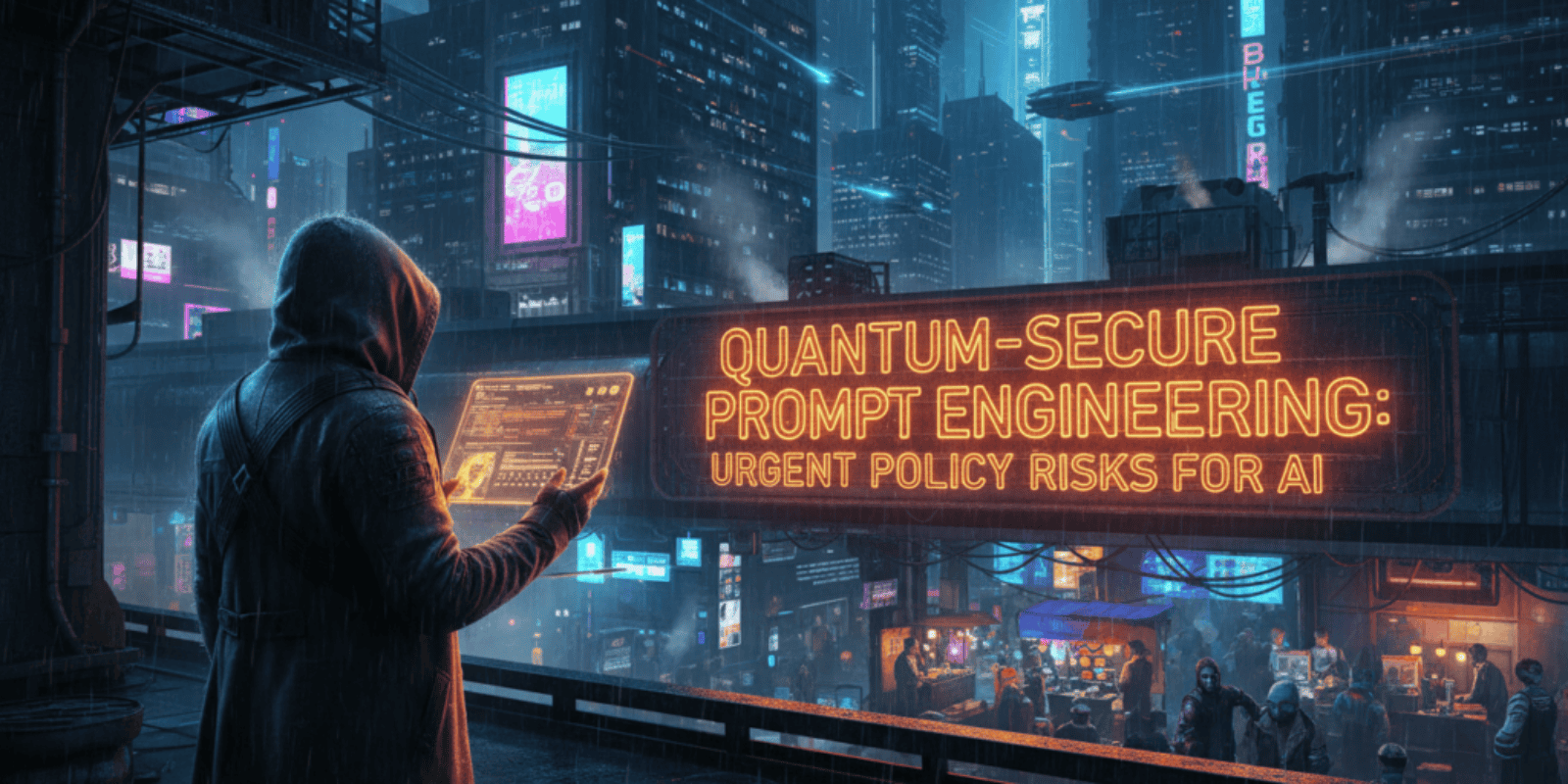 Person using a futuristic digital interface in a neon-lit cityscape.