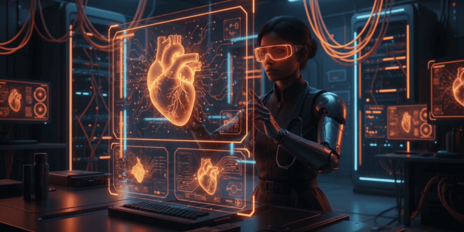 Futuristic AI-powered heart imaging for improved heart disease diagnosis in clinics.