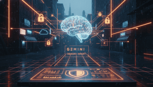 AI brain with data security icons representing privacy and protection in digital infrastructure.