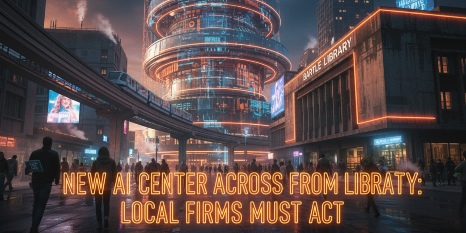 AI center building with futuristic design in an urban setting.