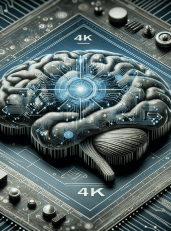 Digital brain illustration on a computer processor representing AI technology.