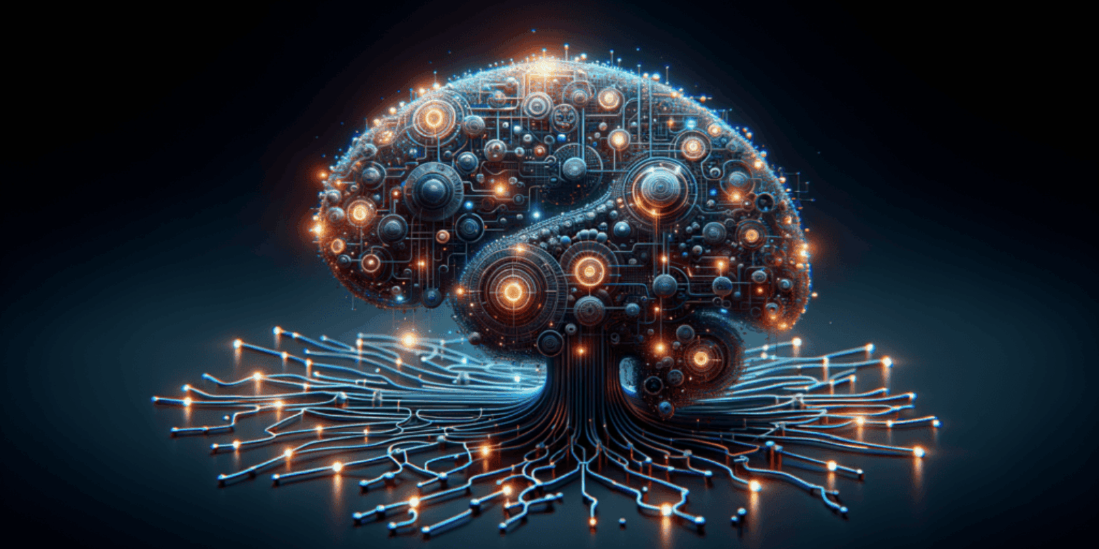Futuristic digital brain representing AI technology and neural networks.