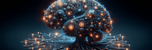 Futuristic digital brain representing AI technology and neural networks.