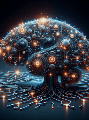 Futuristic digital brain representing AI technology and neural networks.