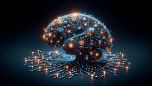 Futuristic digital brain representing AI technology and neural networks.