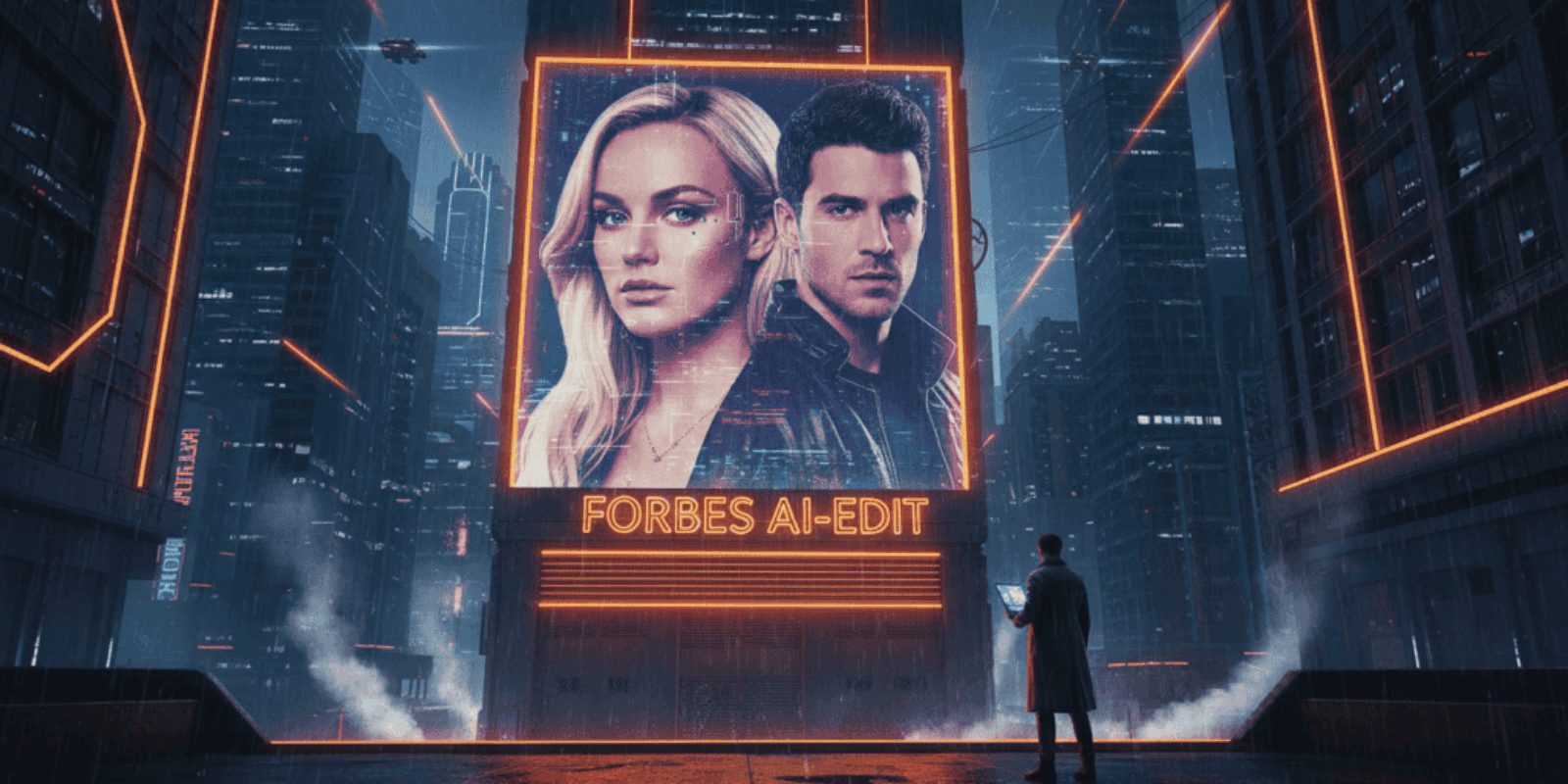 Digital AI-edited cover featuring Lee Andrews' Katie Price for Forbes.