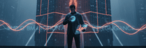 Business professional using AI technology with emotional intelligence focus.
