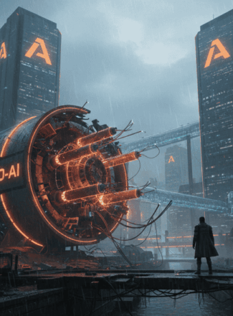 Advanced Euro-AI megabond machinery in a cyberpunk city scene.